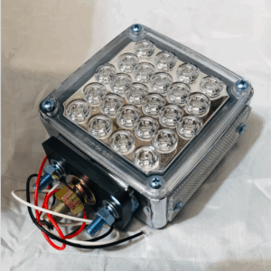 LED Square 1 & 2 Stud 2 Face Multi Volt Clear/Amber Indicator